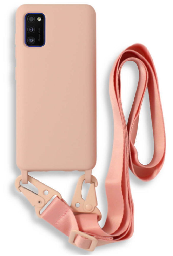 Bodycell Θήκη Σιλικόνης με Λουράκι Λαιμού - Samsung Galaxy A41 - Pink