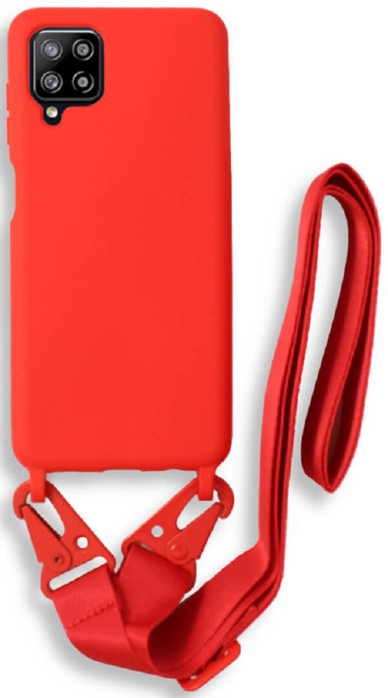 Bodycell Θήκη Σιλικόνης με Λουράκι Λαιμού - Samsung Galaxy A42 5G - Red