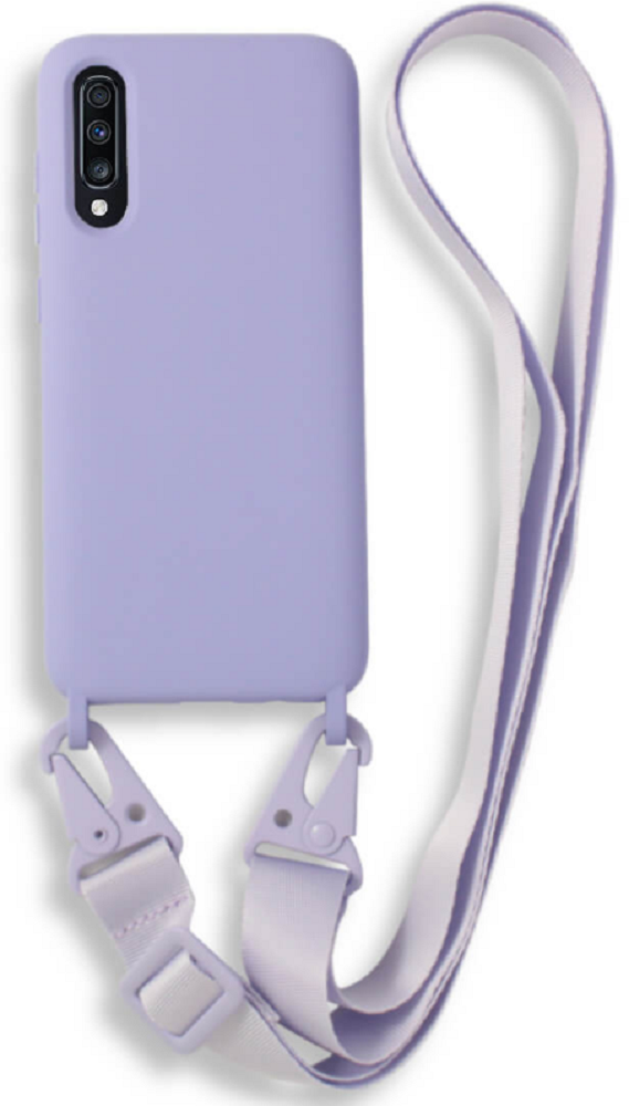 Bodycell Θήκη Σιλικόνης με Λουράκι Λαιμού - Samsung Galaxy A70 - Violet