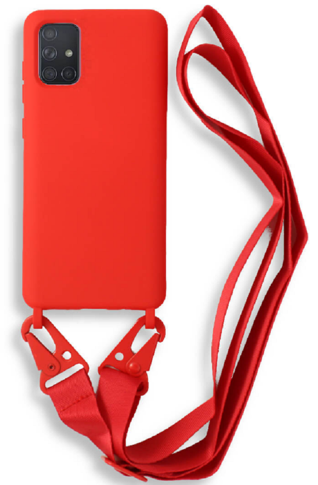Bodycell Θήκη Σιλικόνης με Λουράκι Λαιμού - Samsung Galaxy A71 - Red