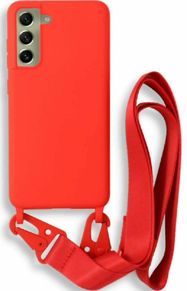 Bodycell Θήκη Σιλικόνης με Λουράκι Λαιμού - Samsung Galaxy S21 FE 5G - Red
