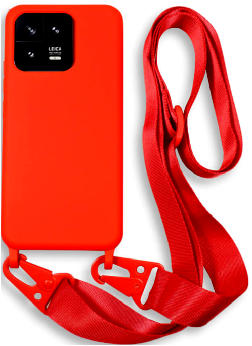 Bodycell Θήκη Σιλικόνης με Λουράκι Λαιμού - Xiaomi 13 - Red (5206015026478)