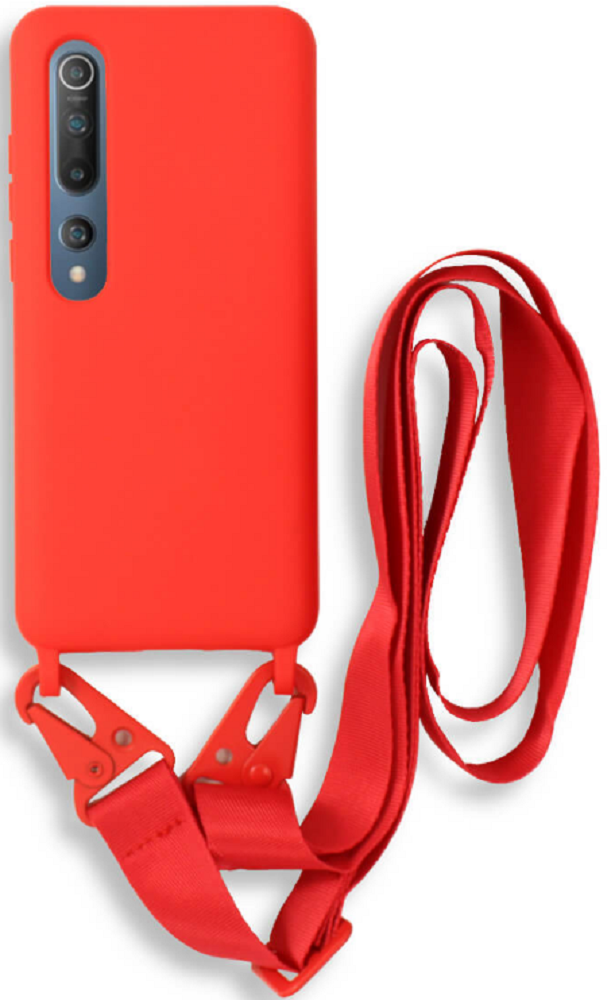 Bodycell Θήκη Σιλικόνης με Λουράκι Λαιμού - Xiaomi Mi 10 / Mi 10 Pro - Red