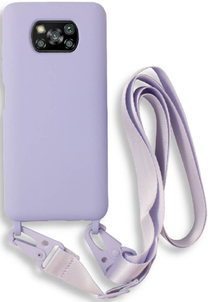 Bodycell Θήκη Σιλικόνης με Λουράκι Λαιμού - Xiaomi Poco X3 / X3 Pro / X3 NFC - Violet 