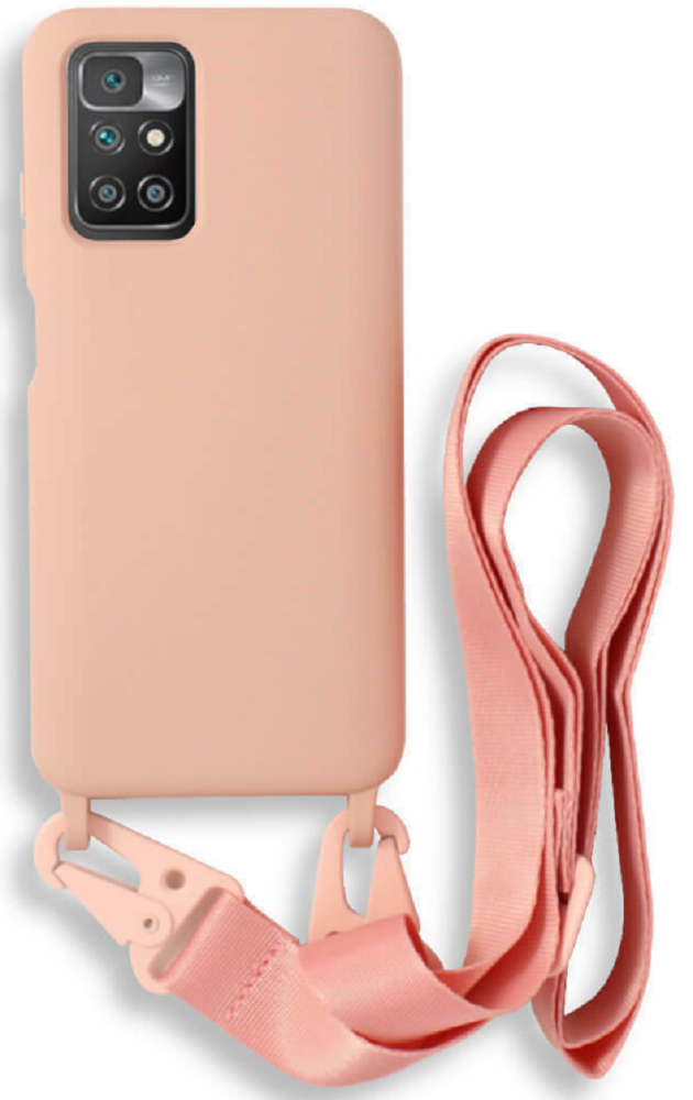 Bodycell Θήκη Σιλικόνης με Λουράκι Λαιμού - Xiaomi Redmi 10 / Redmi 10 2022 - Pink