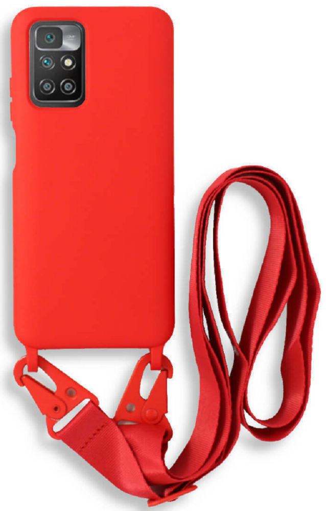 Bodycell Θήκη Σιλικόνης με Λουράκι Λαιμού - Xiaomi Redmi 10 / Redmi 10 2022 - Red