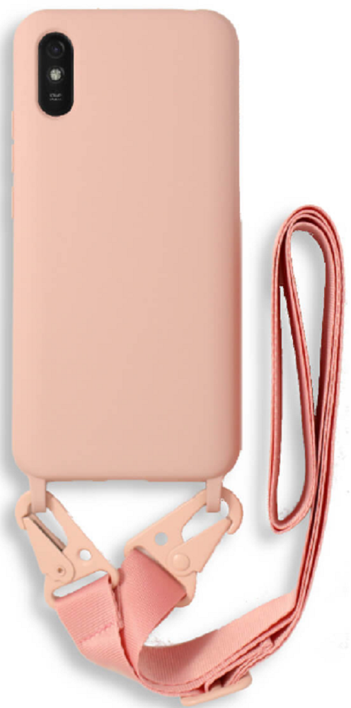 Bodycell Θήκη Σιλικόνης με Λουράκι Λαιμού - Xiaomi Redmi 9A / 9ΑΤ / 9i - Pink