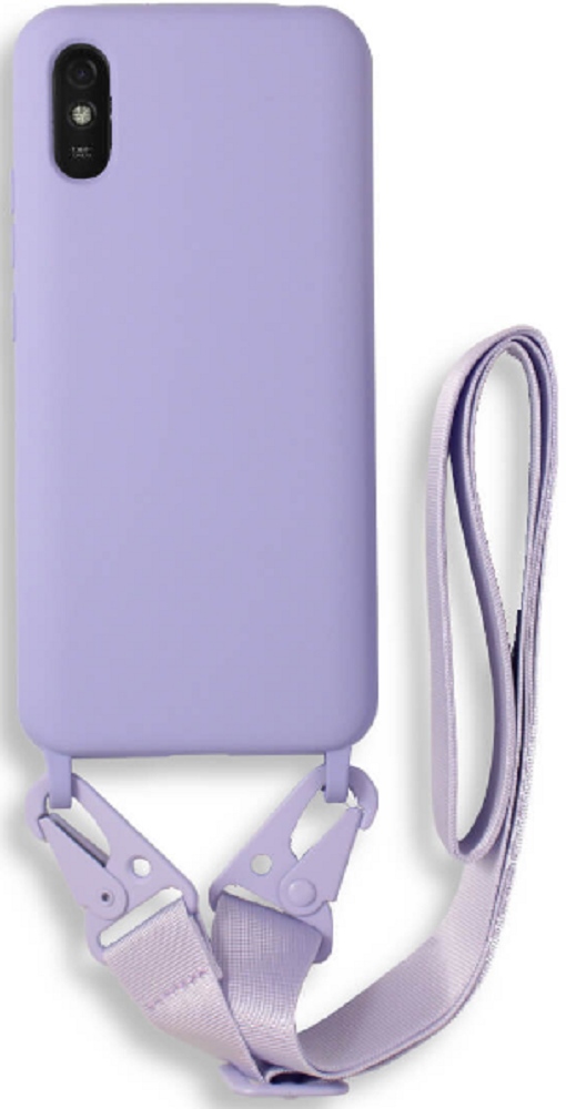Bodycell Θήκη Σιλικόνης με Λουράκι Λαιμού - Xiaomi Redmi 9A / 9ΑΤ / 9i - Violet