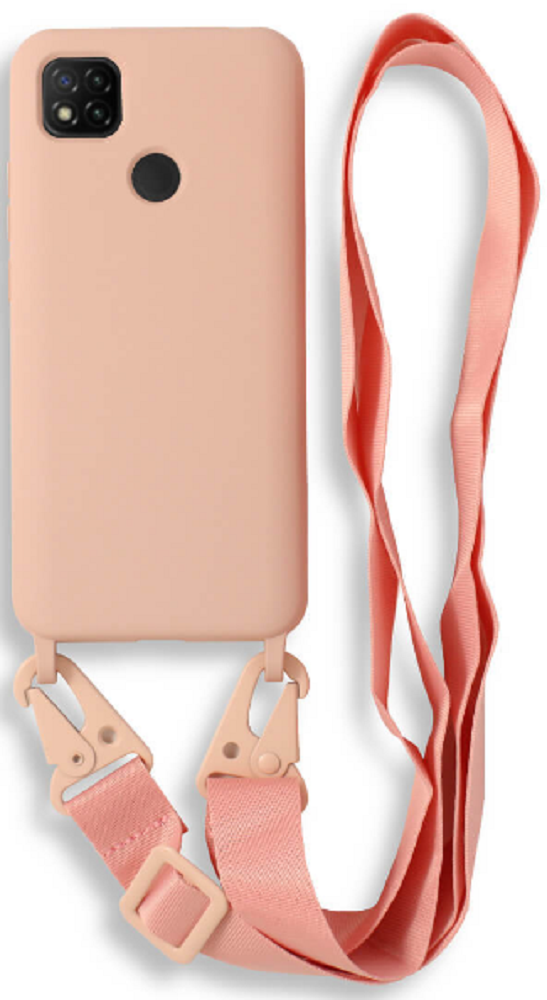 Bodycell Θήκη Σιλικόνης με Λουράκι Λαιμού - Xiaomi Redmi 9C - Pink (5206015002892)