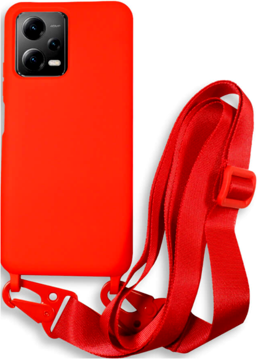 Bodycell Θήκη Σιλικόνης με Λουράκι Λαιμού - Xiaomi Redmi Note 12 5G / Poco X5 - Red