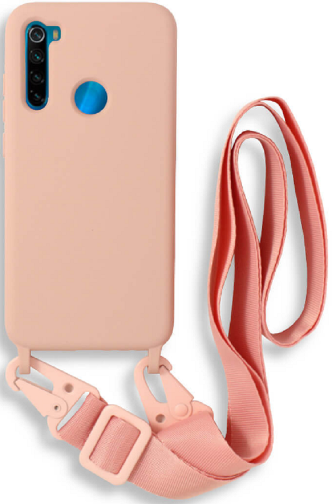 Bodycell Θήκη Σιλικόνης με Λουράκι Λαιμού - Xiaomi Redmi Note 8 / Note 8 2021 - Pink