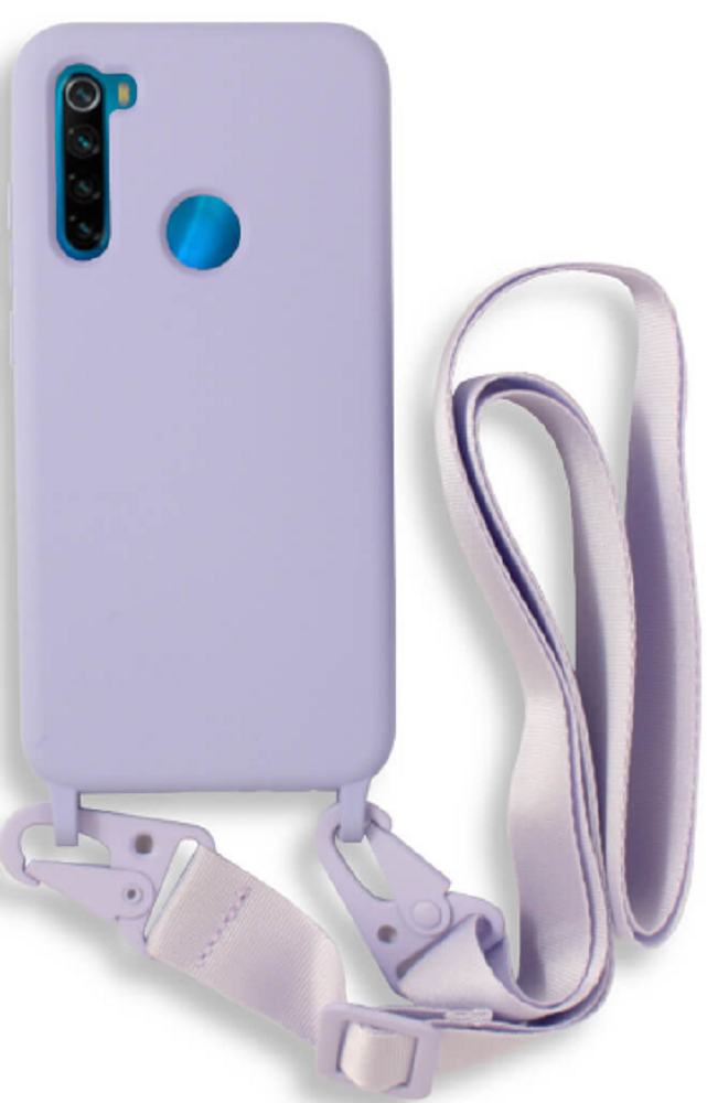 Bodycell Θήκη Σιλικόνης με Λουράκι Λαιμού - Xiaomi Redmi Note 8 / Note 8 2021 - Violet (5206015002366)