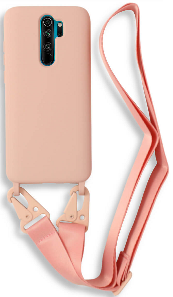 Bodycell Θήκη Σιλικόνης με Λουράκι Λαιμού - Xiaomi Redmi Note 8 Pro - Pink