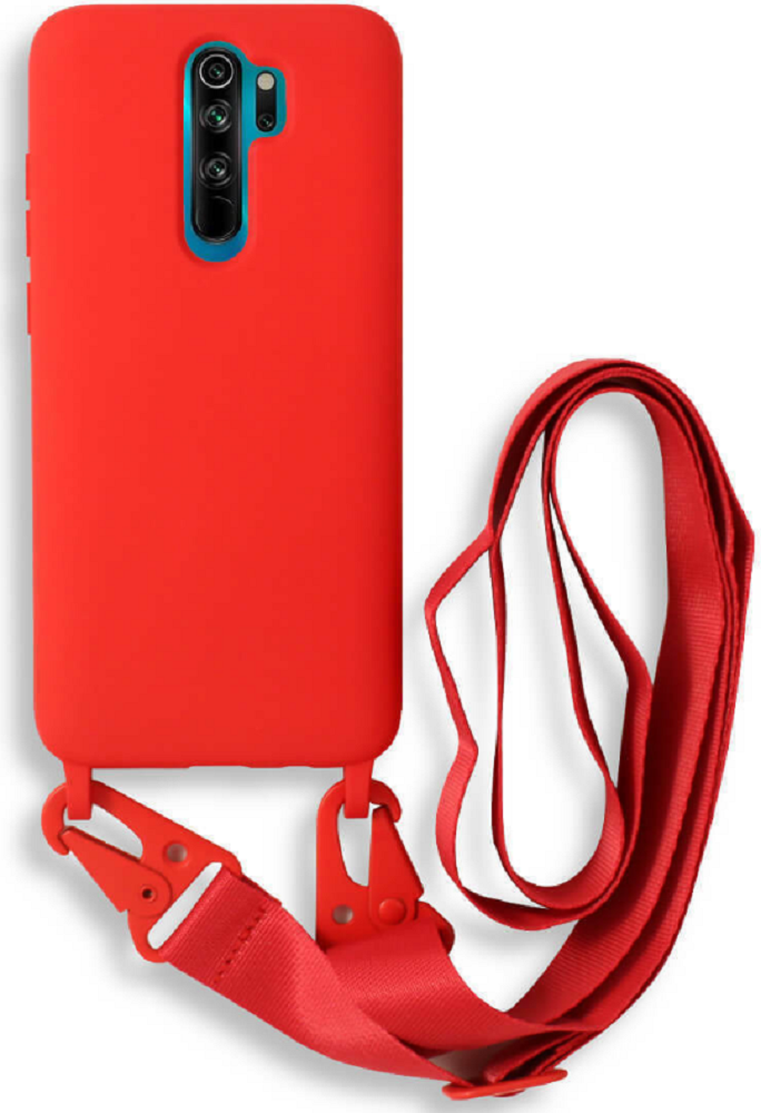 Bodycell Θήκη Σιλικόνης με Λουράκι Λαιμού - Xiaomi Redmi Note 8 Pro - Red