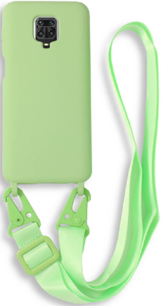 Bodycell Θήκη Σιλικόνης με Λουράκι Λαιμού - Xiaomi Redmi Note 9S / 9 Pro / 9 Pro Max - Green (5206015002618)
