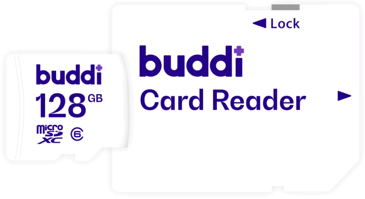 Buddi Κάρτα Μνήμης MicroSD 128GB C6 με Αντάπτορα SDXC - White - 5 Έτη Εγγύηση