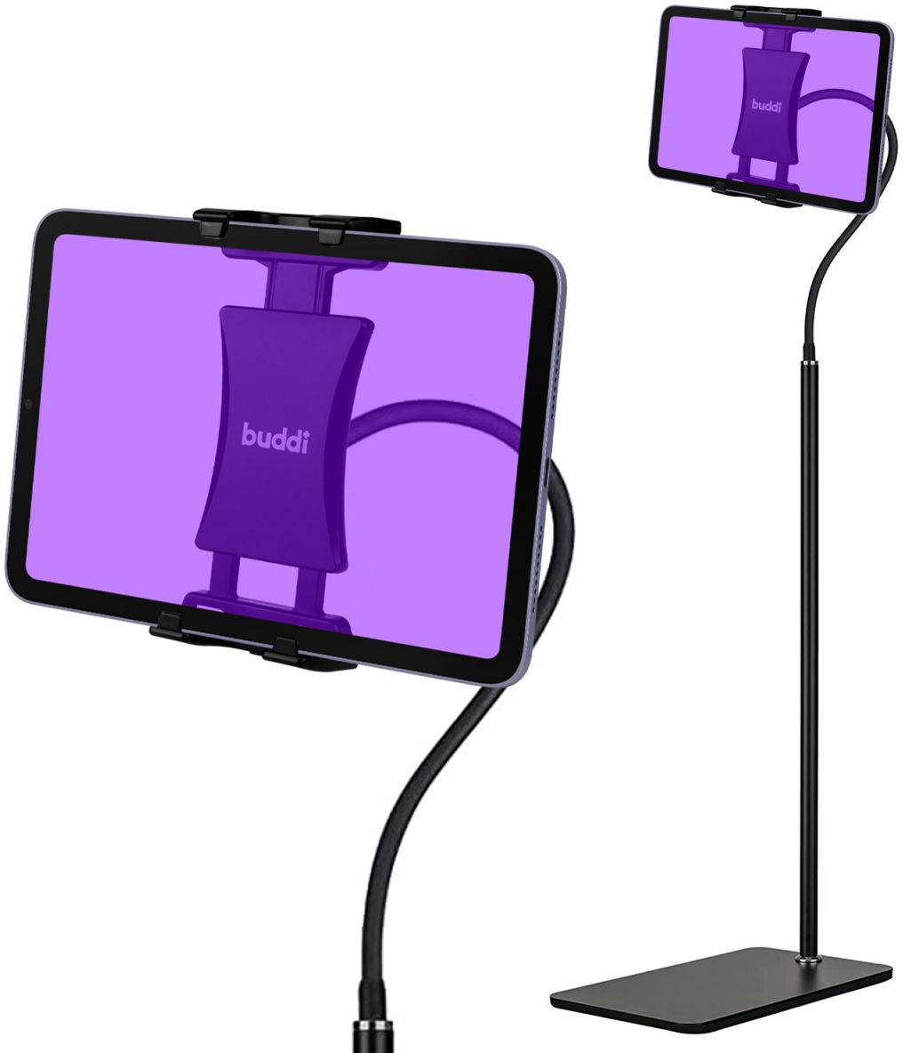 Buddi Tablet Holder Flexible Floor Stand - Ρυθμιζόμενη Βάση Δαπέδου Στήριξης για Κινητά / Tablet / Αναλόγιο - Black - 5 Έτη Εγγύηση