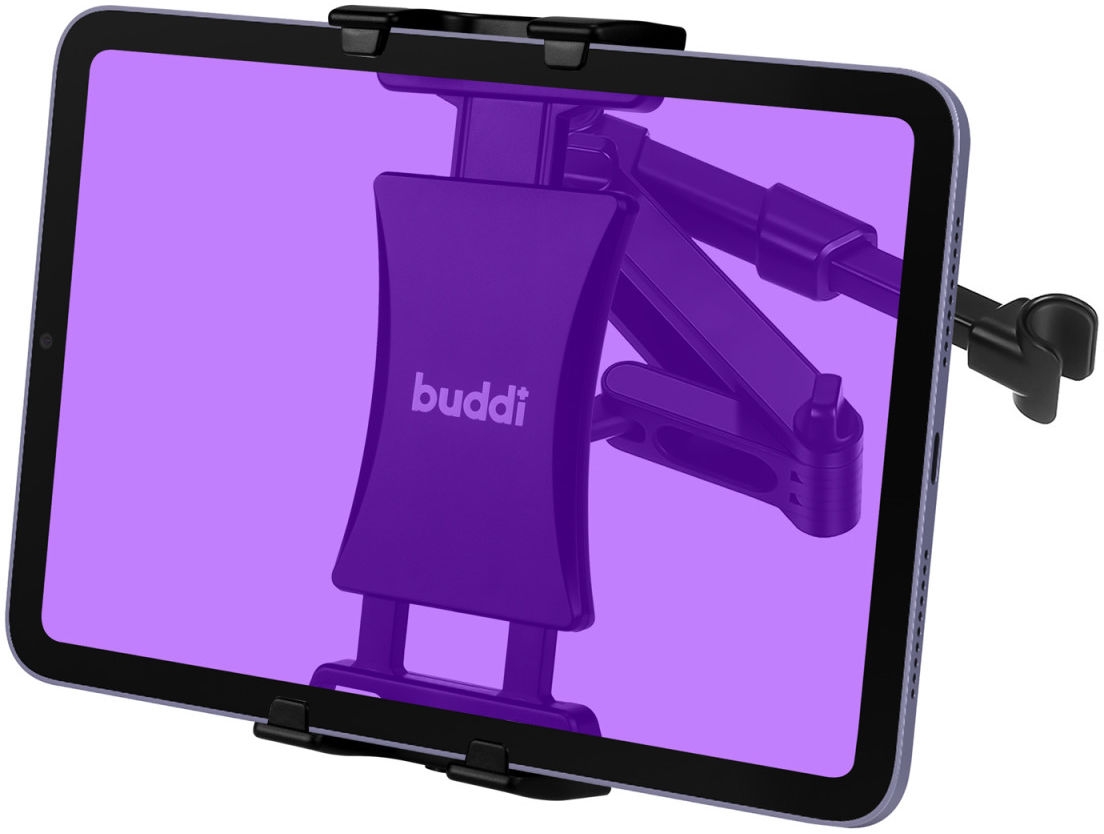 Buddi Tablet Holder for Car Headrest - Universal Ρυθμιζόμενη Βάση Στήριξης Smartphone / Tablet για Πίσω Κάθισμα Αυτοκινήτου - Black - 5 Έτη Εγγύηση