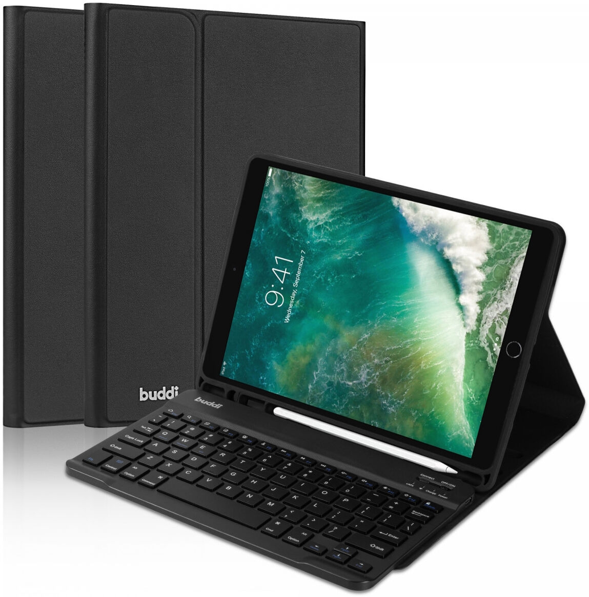 Buddi Zuna Keyboard Case - Θήκη με Υποδοχή για Apple Pencil και Πληκτρολόγιο Bluetooth - Apple iPad 10.2" 2021 / 2020 / 2019 / iPad Pro 10.5'' 2017 - Black