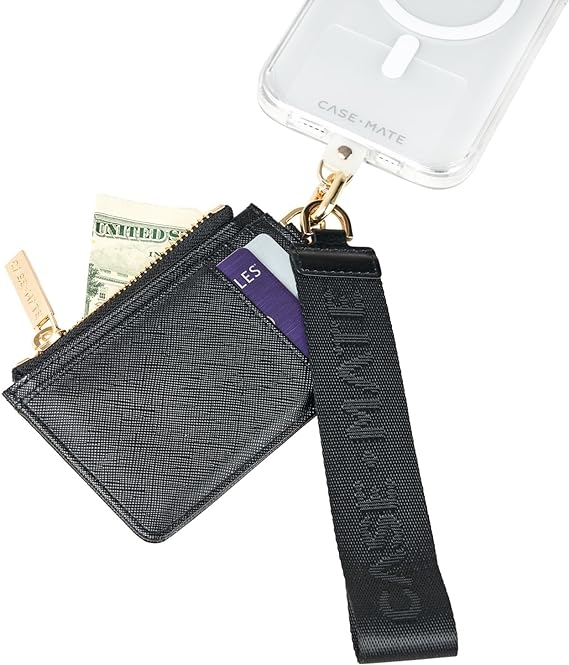 Case-Mate Essential Wristlet Set with Wallet - Αποσπώμενο Λουράκι Χειρός με Πορτοφόλι για Θήκες Κινητών από Δέρμα Saffiano και Νάιλον Ζακάρ - Black