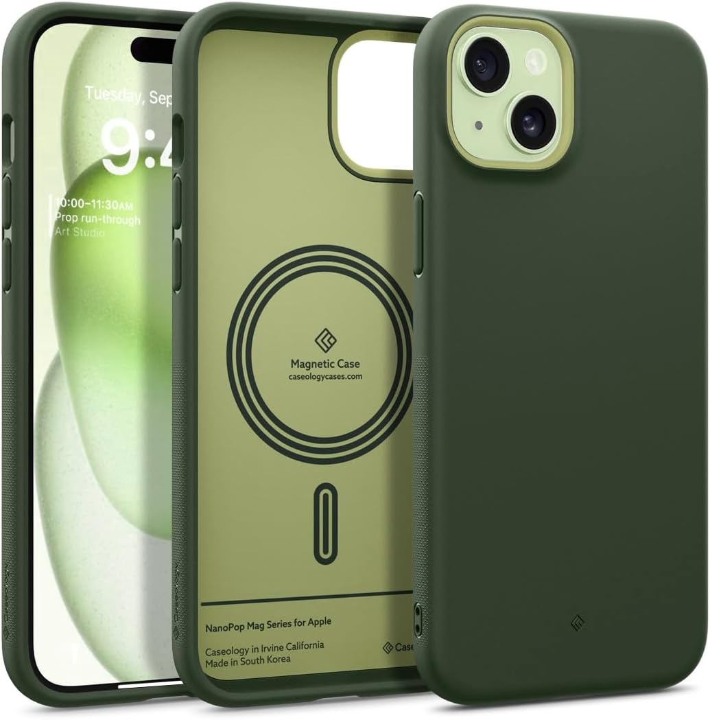 Caseology Nano Pop Mag - Ανθεκτική MagSafe Θήκη Σιλικόνης - Apple iPhone 15 - Avo Green