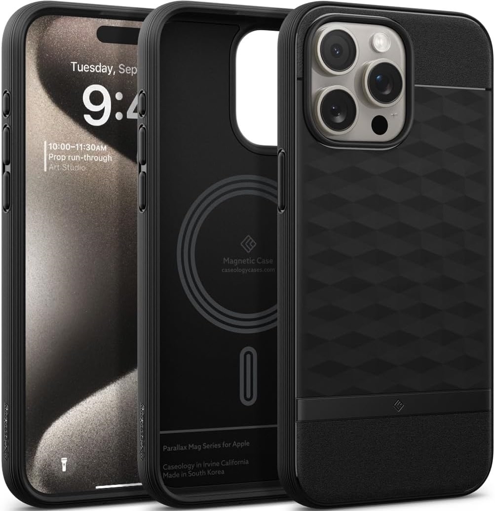 Θήκη Apple iPhone 15 Pro Max - Caseology Parallax Mag Ανθεκτική με MagSafe - Matte Black
