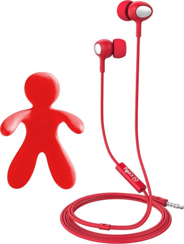 Celly Cesare & Augusto Car Freshner Bundle / Stereo Earphones - Σετ Handsfree Ακουστικά / Αρωματικό Αυτοκινήτου - Red