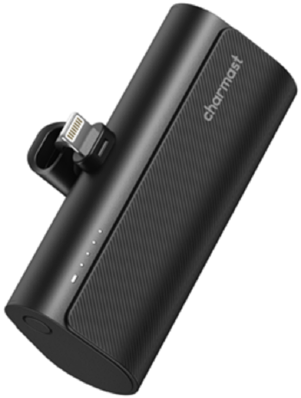 Charmast PowerBank PlugOn-L W0556P - Φορητή Μπαταρία Φόρτισης με Ενσωματωμένο Lightning - 5.000mAh - 20W - Black