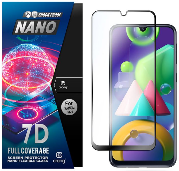 Crong 7D Nano Flexible Glass - Fullface Αντιχαρακτικό Υβριδικό Γυαλί Οθόνης Samsung Galaxy M21 - 0.3mm 