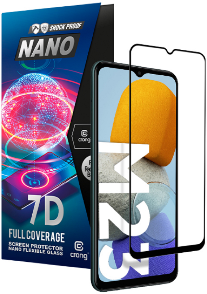 Crong 7D Nano Flexible Glass - Fullface Αντιχαρακτικό Υβριδικό Γυαλί Οθόνης Samsung Galaxy M23 - Black - 0.3mm