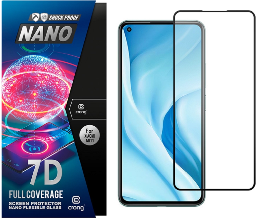 Crong 7D Nano Flexible Glass - Fullface Αντιχαρακτικό Υβριδικό Γυαλί Οθόνης Xiaomi Mi 11 Lite - Black - 0.3mm