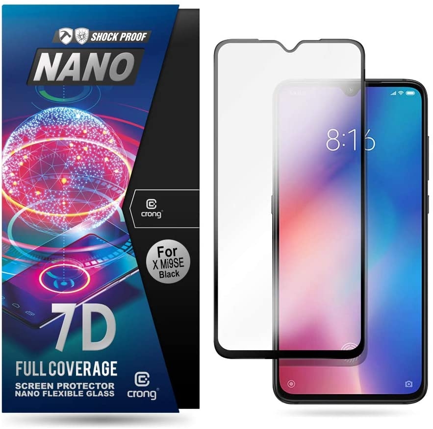 Crong 7D Nano Flexible Glass - Fullface Αντιχαρακτικό Υβριδικό Γυαλί Οθόνης Xiaomi Mi 9 SE - Black - 0.3mm (CRG-7DNANO-XMI9SE)
