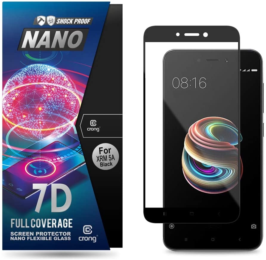 Crong 7D Nano Flexible Glass - Fullface Αντιχαρακτικό Υβριδικό Γυαλί Οθόνης Xiaomi Redmi 5A - Black - 0.3mm