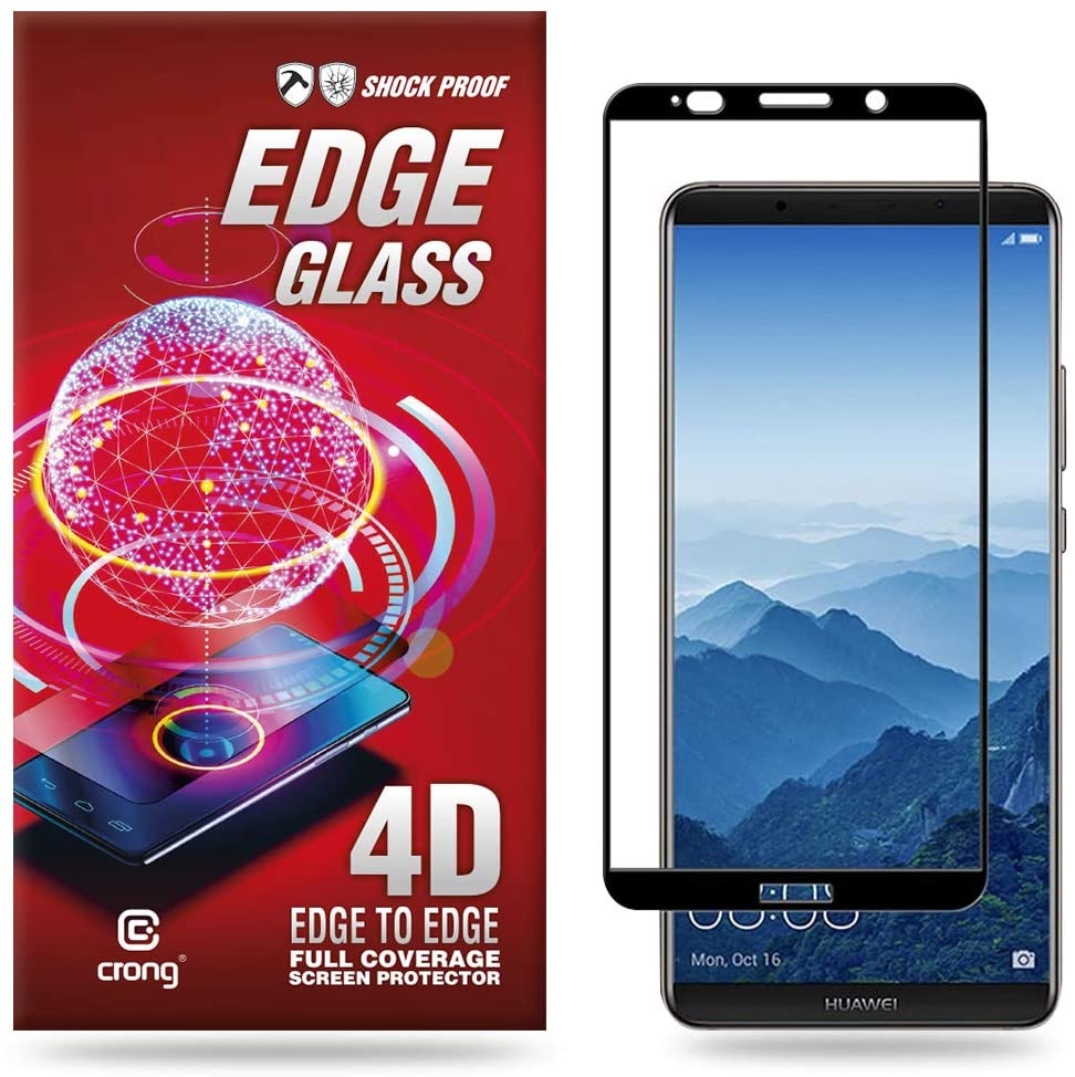 Crong Edge Glass Full Glue - Fullface Tempered Glass Αντιχαρακτικό Γυαλί Οθόνης Huawei Mate 10 - Black