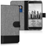 KW Θήκη Πορτοφόλι Alcatel Idol 5s - Grey / Black Canvas (43174.22) 