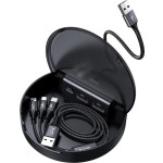 Baseus Σταθμός Φόρτισης Αυτοκινήτου με Θύρες 2 x USB / 1 x Type-C & Καλώδιο USB σε Type-C / Lightning / MicroUSB - 3A - Black (CAHUB-FX01)