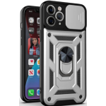 Bodycell Armor Slide - Ανθεκτική Θήκη Apple iPhone 11 Pro με Κάλυμμα για την Κάμερα & Μεταλλικό Ring Holder - Silver (5206015013751)