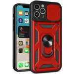 Bodycell Armor Slide - Ανθεκτική Θήκη Apple iPhone 12 Pro Max με Κάλυμμα για την Κάμερα & Μεταλλικό Ring Holder - Red (5206015003240)