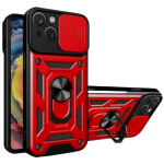 Bodycell Armor Slide - Ανθεκτική Θήκη Apple iPhone 14 Plus με Κάλυμμα για την Κάμερα & Μεταλλικό Ring Holder - Red (5206015013898)