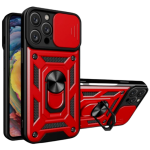 Bodycell Armor Slide - Ανθεκτική Θήκη Apple iPhone 14 Pro με Κάλυμμα για την Κάμερα & Μεταλλικό Ring Holder - Red (5206015013911)