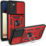 Bodycell Armor Slide - Ανθεκτική Θήκη Samsung Galaxy A02s με Κάλυμμα για την Κάμερα & Μεταλλικό Ring Holder - Red (5206015003615)