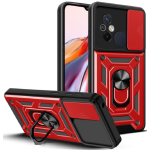Bodycell Armor Slide - Ανθεκτική Θήκη Xiaomi Redmi 12C με Κάλυμμα για την Κάμερα & Μεταλλικό Ring Holder - Red (5206015012822)