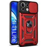 Bodycell Armor Slide - Ανθεκτική Θήκη Xiaomi Mi 11 Lite με Κάλυμμα για την Κάμερα & Μεταλλικό Ring Holder - Red (5206015014598)