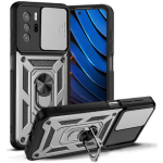 Bodycell Armor Slide - Ανθεκτική Θήκη Xiaomi Poco X3 GT με Κάλυμμα για την Κάμερα & Μεταλλικό Ring Holder - Silver (5206015014970)