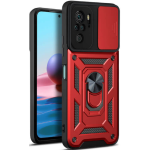 Bodycell Armor Slide - Ανθεκτική Θήκη Xiaomi Redmi Note 10 / Note 10S με Κάλυμμα για την Κάμερα & Μεταλλικό Ring Holder - Red (5206015017315)