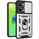 Bodycell Armor Slide - Ανθεκτική Θήκη Xiaomi Redmi Note 12 Pro 5G / Poco X5 Pro με Κάλυμμα για την Κάμερα & Μεταλλικό Ring Holder - Silver (5206015020520)