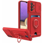 Bodycell Multifunction - Ανθεκτική Θήκη Samsung Galaxy A33 5G με Λουράκι Λαιμού / Κάλυμμα Κάμερας / Ring Holder / Υποδοχή Κάρτας - Red (5206015003776)