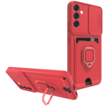 Bodycell Multifunction - Ανθεκτική Θήκη Samsung Galaxy A14 με Λουράκι Λαιμού / Κάλυμμα Κάμερας / Ring Holder / Υποδοχή Κάρτας - Red (5206015012693)