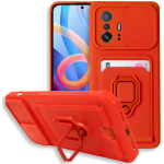 Bodycell Multifunction - Ανθεκτική Θήκη Xiaomi 11T / 11T Pro με Λουράκι Λαιμού / Κάλυμμα Κάμερας / Ring Holder / Υποδοχή Κάρτας - Red (5206015004551)