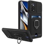 Bodycell Multifunction - Ανθεκτική Θήκη Xiaomi Poco X4 Pro 5G με Λουράκι Λαιμού / Κάλυμμα Κάμερας / Ring Holder / Υποδοχή Κάρτας - Black (5206015015632)